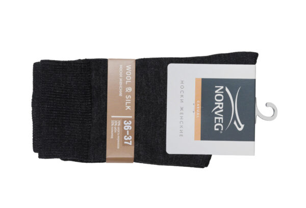 9WSWRU-041,NORVEG Wool&Silk Носки женс цвет темно-серый меланж